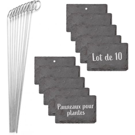 YMYNY Pflanzenschilder aus Schiefer – 10er-Set  Wetterfest, wiederverwendbar  Individuelle Pflanzen- und Kräuterregistrierung  Mit Stahl-Erdnägeln  10 x 7 x 0,5 cm [Quadrate]