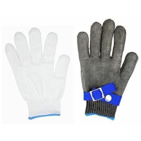 YMYNY Metzgerhandschuh aus Kettenhemd aus Edelstahl, schnittfest, hohe Leistung, Schutzstufe 5, Größe L (kein Paar)