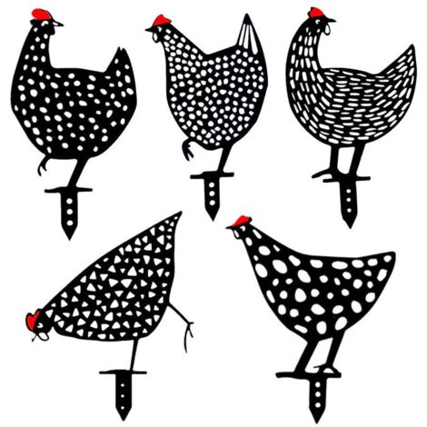5er-Pack realistische Hühnerhof-Kunstdekor, Hühnerförmige Hof-Silhouette für Rasen, Weg, Bürgersteig, Garten (1/5)