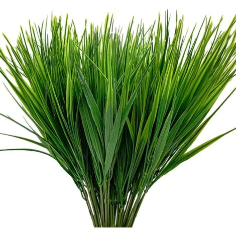 YMYNY Künstliches Weizengras aus Kunststoff, 10 Stück, künstliche Pflanzen für draußen, Grünpflanzen aus Kunststoff, Sträucher für drinnen und draußen, Garten, Büro, Blumenkasten, Veranda, Hochzeitsde