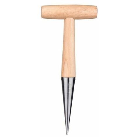 YMYNY Blumenzwiebelpflanzer mit Stahlspitze, 28 cm – Handpflanzer mit massivem Holzgriff – LO-Ron-Gartengerät (1/5)