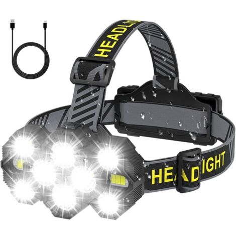 YMYNY Wiederaufladbare Stirnlampe – 2022 Aufgerüstet, 22000 Lumen, 10 LEDs, 10 Modi, superhell, helle Stirnlampe, freihändige Taschenlampe für Camping, Angeln, Radfahren, Wandern, wasserdicht (1/4)