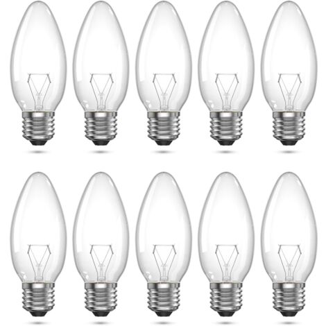 YMYNY Halogen-Kerzenlampe, E27, 40 W, C35, transparent, dimmbar, Warmweiß 2700 K, 220 V, geeignet für Wohnzimmer, Schlafzimmer, Esszimmer oder als Wandleuchte, 10 Stück (1/5)