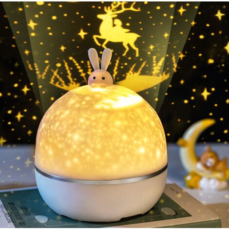 Baby-Nachtlicht Sternenhimmel-Projektor, Bluetooth Musikalisches und leuchtendes Nachtlicht, 8 Filme Kinder-Nachtlicht, 360°-Drehung Fernbedienung Nachtlicht + Kinder-Nachttischlampe, Kawaii-Deko-Gesc (1/4)
