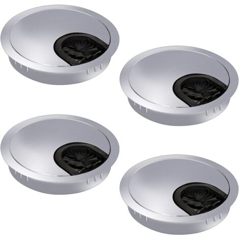 Crediri 4er-Pack 60 mm Kabelkanal, Schreibtisch-Kabeldurchlass, Kabelmanagement mit Bürstendichtung für Schreibtische und Arbeitsplatten, Metall (1/5)