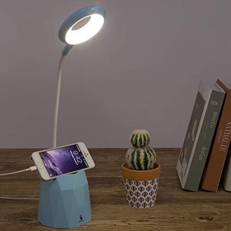 Schreibtischlampe Für Kinder – Dimmbar Mit 3 Farbtemperaturen, Flexibler Arm & USB-Aufladung (Rosa)
