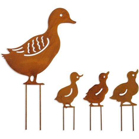 Crediri 4er-Pack Gartenpfähle aus Metall mit Tiersilhouette – Metallkunst-Hofdekoration (gelb) (1/5)