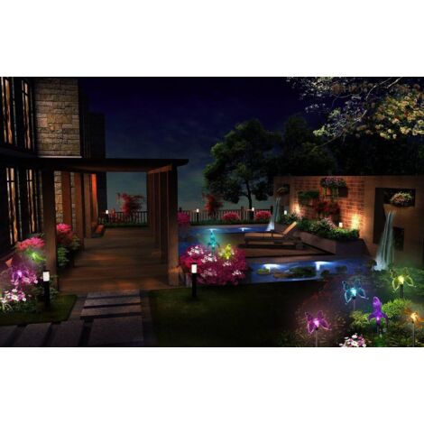 3er-Pack Solar-Gartenleuchten, Schmetterling, Kolibri, Libelle, solarbetriebene LED, mehrfarbig