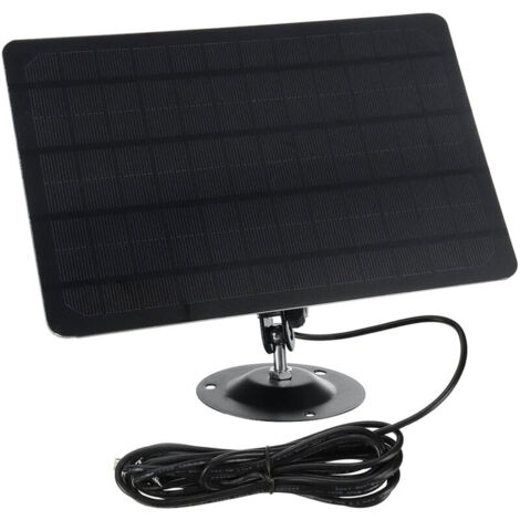 Crediri Solarpanel, 10 W, 5 V, 2000 mAh, Micro-USB, 360-Grad-Drehung, wasserdicht, Wandhalterung, monokristallines Silizium-Solarpanel für USB-Kamera, Schwarz (1/5)