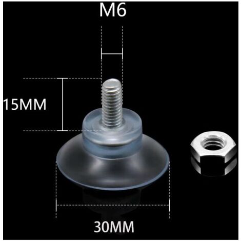 30er Set Saugnäpfe Mit Gewinde Und Rändelmuttern 45 Mm, Transparent