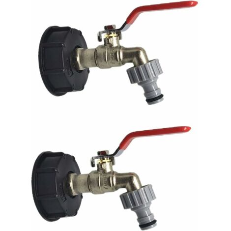 YMYNY 1000L S60X6 IBC-Tank-Wasserhahnanschluss mit 1/2-Zoll-Schlauchanschluss, Ablasstank-Adapter, für Gartenwasserhahn, für Tankadapter (2 Stück) (1/4)