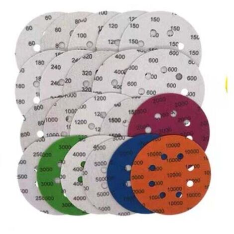 YMYNY 21-teilige Schleifscheiben, rundes Schleifpapier, 75 mm Klett-Schleifscheiben, Nass- und Trockenschleifscheiben (60–10.000) zum Beflocken, Schleifpapier, mit Saugnapf (1/4)