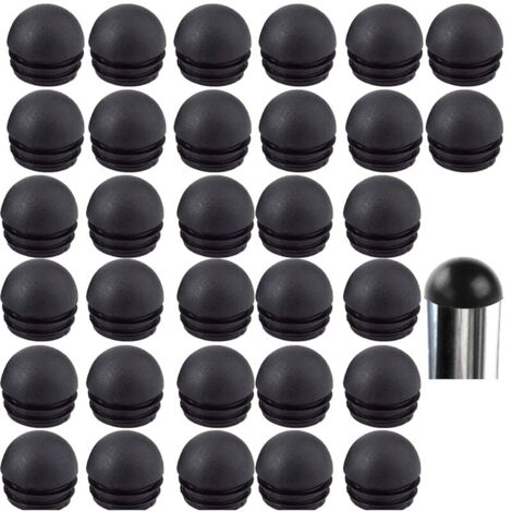 YMYNY Schwarze runde Stuhlrohr-Endkappen, runde Stuhlbein-Endkappen, Gummi-Stuhlbeinkappen, Stuhlbeinschutz, 32 Stück (25 mm)