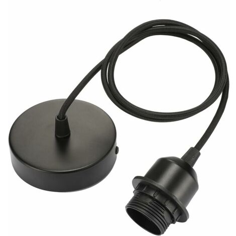 YMYNY 2 Stück E27 Lampenfassung Vintage Lampenfassung mit 100 cm Kabel und Befestigungsring Lampenfassung Retro Deckenleuchtenfassung für Wohnzimmer Flur Schlafzimmer Küche Kronleuchter - Schwarz (2 S (1/4)