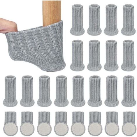 YMYNY 24 Stück weiche, rutschfeste Tischbeinpolster, elastische Stuhlsocken, Bodenschoner mit Filzpolster für Möbelbeine (grau) (1/4)