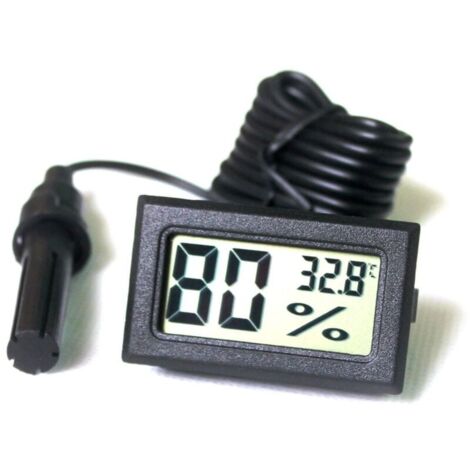 YMYNY LCD-Digitaltuner, eingebautes Thermometer, Hygrometer mit externer Sonde für Inkubator, Aquarium, Geflügel, Reptil, Schwarz (1/4)