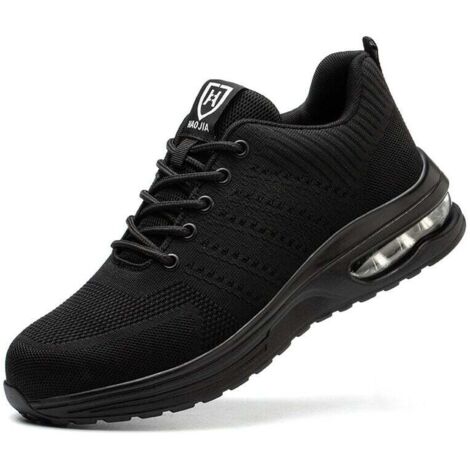 Ulisem Sicherheitsschuhe Herren Damen, Leichte Atmungsaktive Sicherheits-Sneaker, Bequeme Arbeitsschuhe mit Stahlkappe, Schwarz, Größe 41