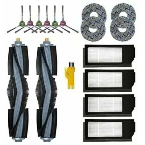 Ulisem Ersatz-Zubehör-Set für ECOVACS DEEBOT X1 OMNI & X1e OMNI & X1 TURBO & X1+ Roboter, 16 Packungen, 2 Hauptbürsten & 4 Filter & 6 Seitenbürsten & 4 Tücher (1/4)
