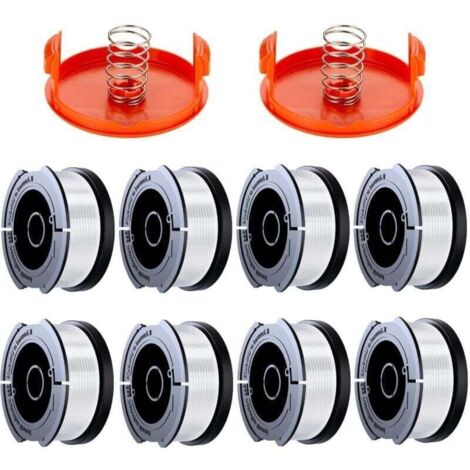 Ulisem10er-Pack Trimmerfadenspule, kompatibel mit Trimmern von Black and Decker, A6481 A6485, 1,65 mm, Freischneider-Fadenspule (8 Trimmerfäden, 2 Abdeckungen, 2 Federn) (1/4)