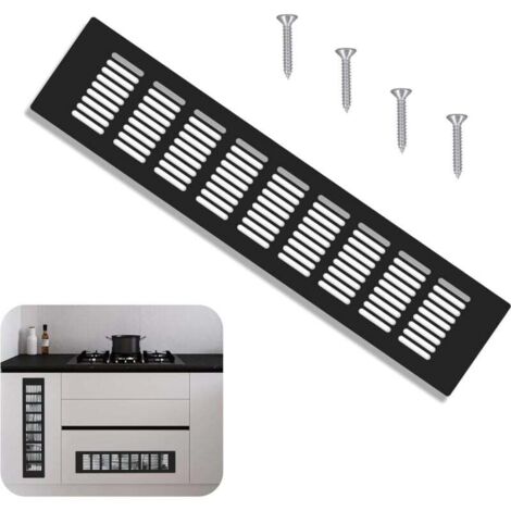 UlisemBlack Quadratisches Lüftungsgitter 80 x 250 mm, Aluminium-Lüftungsgitter für Kleiderschrank, Schrank, Schuhschrank, Spülenbelüftung (1/4)