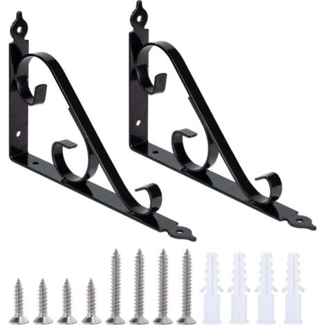 Ulisem Regalhalterung aus Metall zur Wandmontage, 90-Grad-Dreieckshalterung, multifunktionale Regalstütze mit Schrauben für Gartenarbeit, Badezimmer, Küche, 250 mm, 164 mm, 1 Paar (schwarz) (1/4)