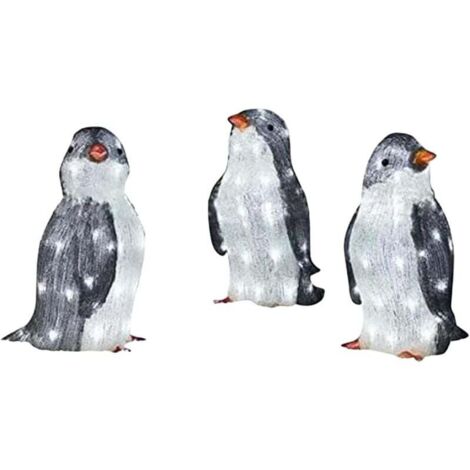 UlisemLighted Pinguin-Dekorationen, 3 LED-Pinguin-Lichter, Weihnachtsdekorationen für Garten, Rasen, Außenbereich, Feiertags-Weihnachtsdekorationen mit Licht, Gartenkunstlichter, Dekoration (1/4)