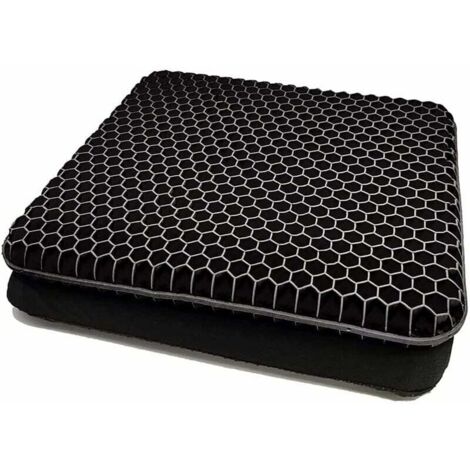 Gel-Sitzkissen Gelkissen, Orthopädisches Sitzkissen mit rutschfestem Bezug und mit innovativer Wabenkonstruktion Gelkissen für Auto, Büro und Rollstuhl (Schwarz)