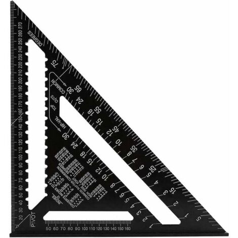 Professionelles metrisches Dreieckswinkel, 30 cm / 300 mm hochpräziser Zimmermannswinkel, Winkellineal, Zimmerei, Aluminiumlegierung, Holzbearbeitungs-Messwerkzeug, Geschwindigkeitswinkel, Schwarz (1/5)