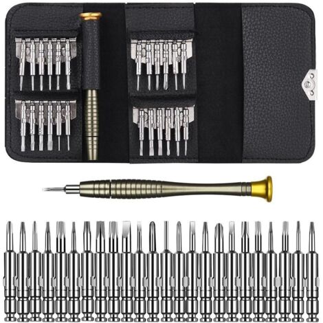 25-in-1-Schraubendreher-Set Reparaturwerkzeuge für iPhone, Laptop, Uhren, Schmuck, Spielzeug, Brillen usw. Set mit Ledertasche (1/5)