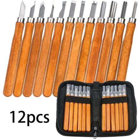 Holzschnitzwerkzeug-Set, 12-teiliges Holzschnitz-Set mit Wetzstein und Aufbewahrungstasche, Abisoliermesser, Holzschnitzerei, DIY-Schnitzwerkzeug für Schreiner, Bastler (1/5)