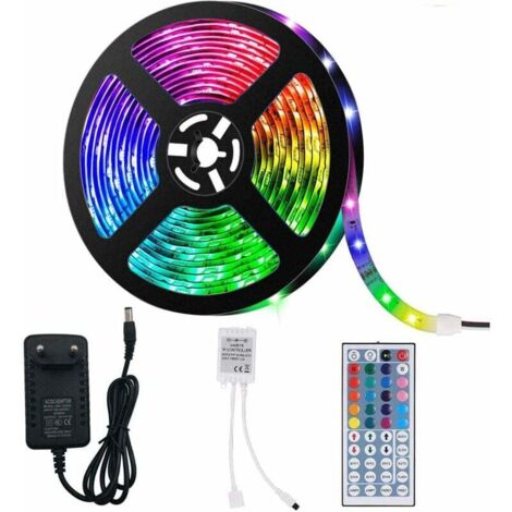 LED-Leuchten mit Fernbedienung 5050 RGB 5m lang 150LED 24 Tasten und Netzteil (1/5)