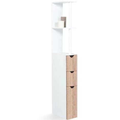WILLY Regal-WC-Schrank aus Holz mit 3 buchefarbenen Türen platzsparend für Toiletten - Natur (1/4)