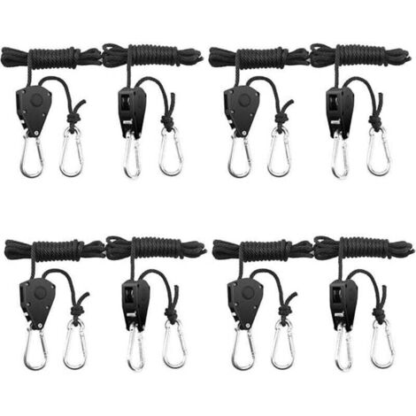 4 Paar (8 Stück) verstellbare Ratschenaufhänger (3,2 mm), verstellbares Hakenseil, hochbelastbarer verstellbarer Ratschengurt, Tragkraft pro Paar: 68 kg (1/4)
