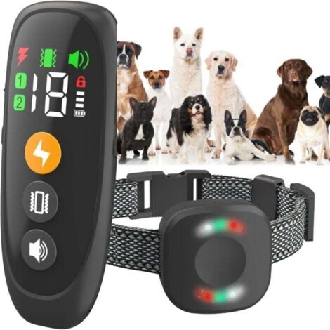 Hundeerziehungshalsband mit Fernbedienung, IP68 mit 4 Trainingsmodi, Piepton, Stromschlag, Vibration, Licht, geeignet für kleine, mittlere und große Hunde.
