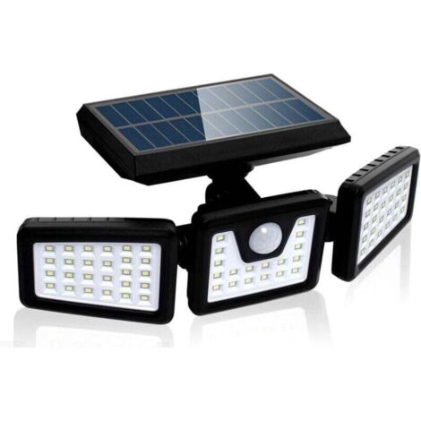 Solarbetriebene Sicherheitsleuchte mit Bewegungsmelder, leistungsstarker 3-flammiger Außenwandstrahler, 550 Lumen. (Beleuchtung & Lampen / Außenbeleuchtung / Wandbeleuchtung) (1/4)