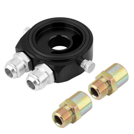 Aluminium-Ölfilterkühler-Sandwichplatten-Adaptersatz M20 x 1,5, 1/8 NPT-Gewinde, schwarz (1/5)
