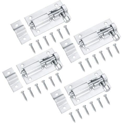 4-teiliges Türschloss-Set, Schiebetürriegel, Schiebetürschloss, Türschloss, Türriegelbolzen, Edelstahlbolzen für Schlafzimmer/Toilette – 2 Zoll (1/4)