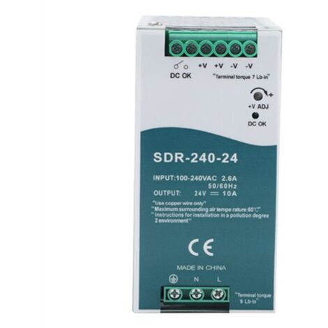 Schaltnetzteil SDR-240-24 mit PFC-Funktion, 150 % Belastbarkeit, DIN-Schienenmontage (1/4)