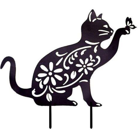 Gartenkatzen-Dekoration, Metall-Katzenstatue, Gartenkatzenfiguren für die Außendekoration von Hof, Bauernhof und Garten, Schwarz (1/4)