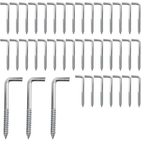 Packung mit 70 M4-Schraubhaken, Winkel-Schraubhaken, L-förmigen Schraubhaken, Schrauben aus Kohlenstoffstahl zum Aufhängen von Pflanzen, Küchenutensilien, Windspielen, 40 x 3,5 mm (1/4)