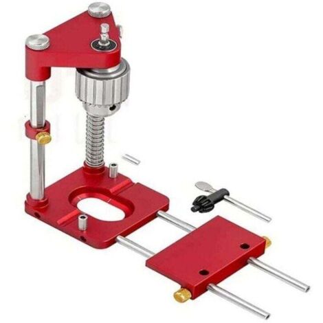 Bohrpositionierer, tragbare Bohrschablone, präziser Bohrpositionierer, Holzbearbeitungswerkzeug aus Stahl für Schreiner, Modell: rot (1/4)