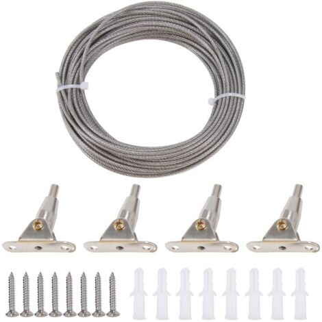 10 m langes Edelstahl-Metallseil, 2 mm beschichtet, verstellbare Gardinenschnur mit Clips (1/4)