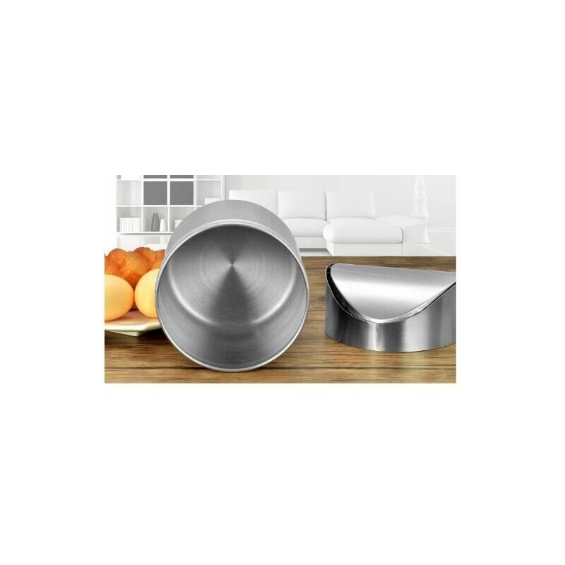 Mbillion Mini pattumiera da 1,5 L con coperchio, piccola pattumiera da scrivania, in metallo, per uso su tavolo, bancone, in acciaio inox, 0,4 l, per salotto, auto, camera da letto, coperchio