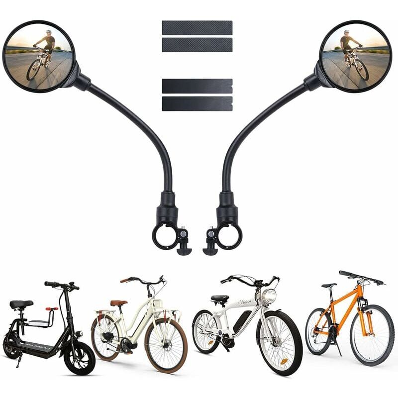 Specchietti Retrovisori Bici - 2 Pezzi, 360&deg; Regolabili, Per Manubrio 22-25mm