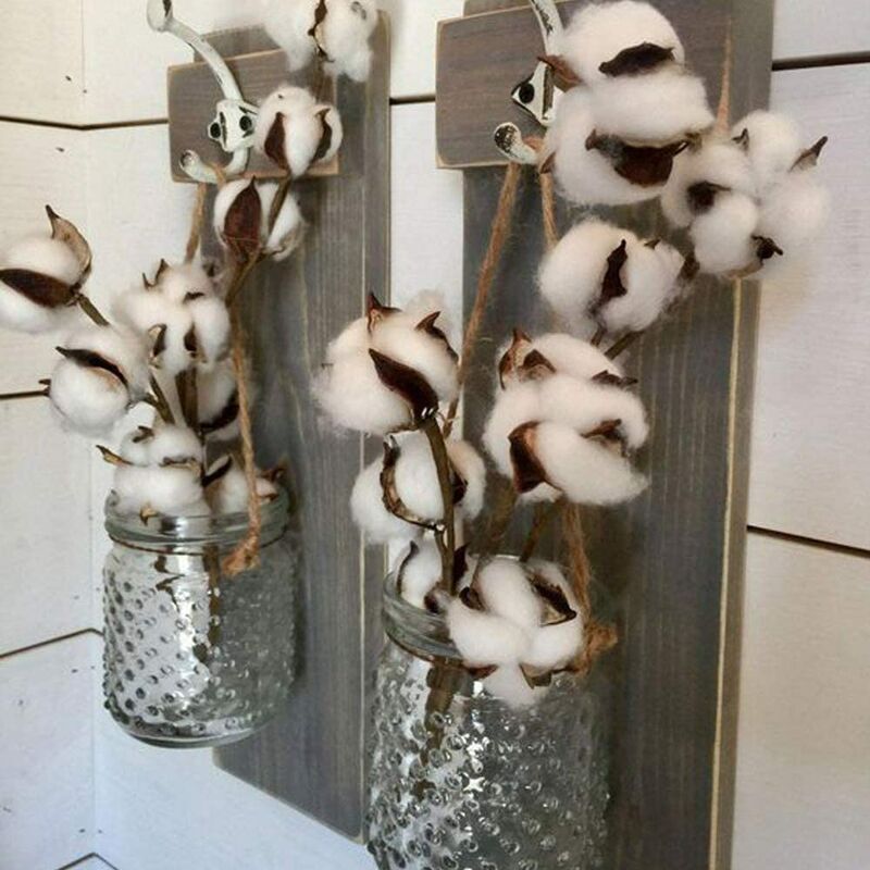 Rami Di Cotone Essiccato TONIXY – 2 Steli Flessibili Da 58 Cm Con 10 Teste Di Cotone Ciascuno, Perfetti Per Decorazioni Rustiche E Matrimoni