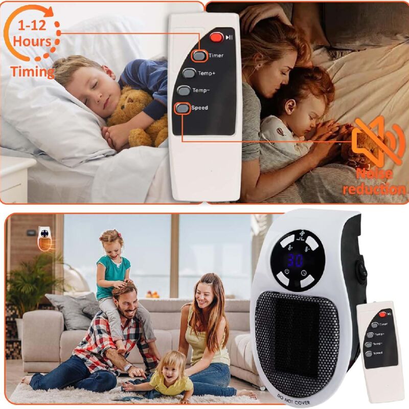 Termoventilatore In Ceramica 1500W – Timer 7h, 2 Livelli Di Potenza, Maniglia – Riscaldamento Rapido