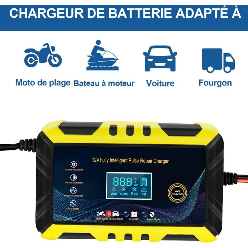 Caricabatterie automatico intelligente da 12 V 1,5 A, mantenitore di carica per auto e moto