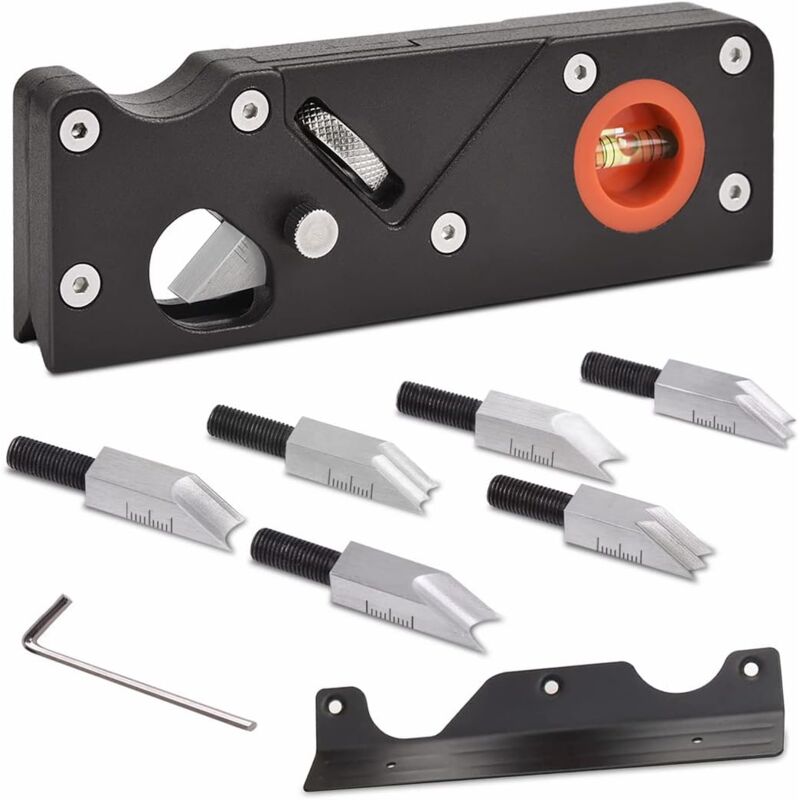 Set 2 Calibri Di Regolazione Coltello Pialla Con Magneti, Altezza Regolabile 22mm, Per Testa Di Taglio 75-125mm, Accessorio Per Pialla E Spessore, Con Astuccio Portaoggetti