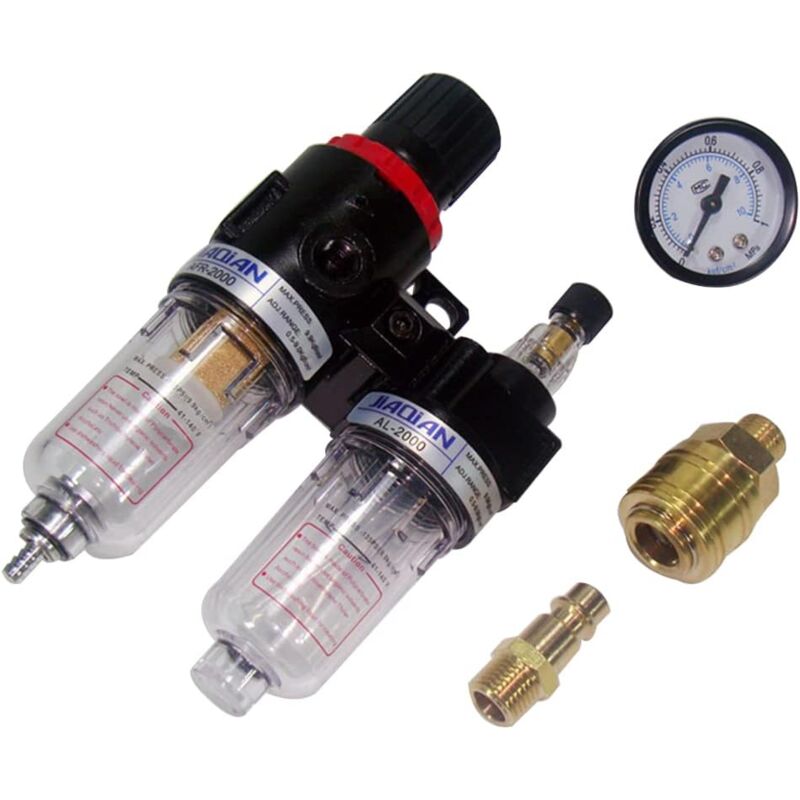 Filtro Separatore Umidità Per Compressore 1/2" - Regolatore Aria Con Manometro, Rimuove Acqua E Impurità