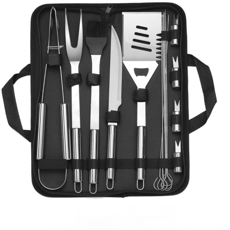 Set di utensili per barbecue,3 pezzi Set di accessori per griglia professionali in acciaio,Kit di utensili per grigliare per barbecue da campeggio